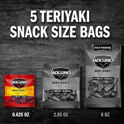 Jack Link's Beef Jerky Variety Pack - Original and Teriyaki - Kid-Approved High-Protein Lunchbox Add-In for Picky Eaters, 9 Count