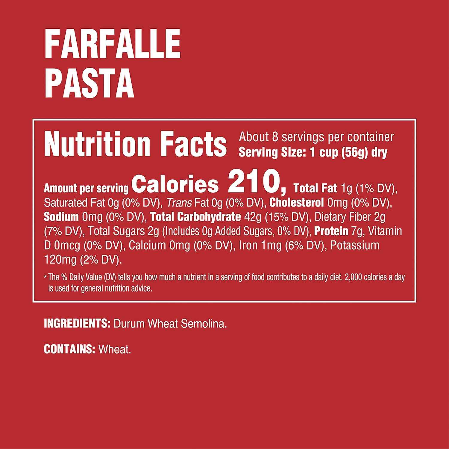 Rao's Homemade Farfalle Pasta, Clean Two-Ingredient Italian Import, for Wholesome Family Meals
