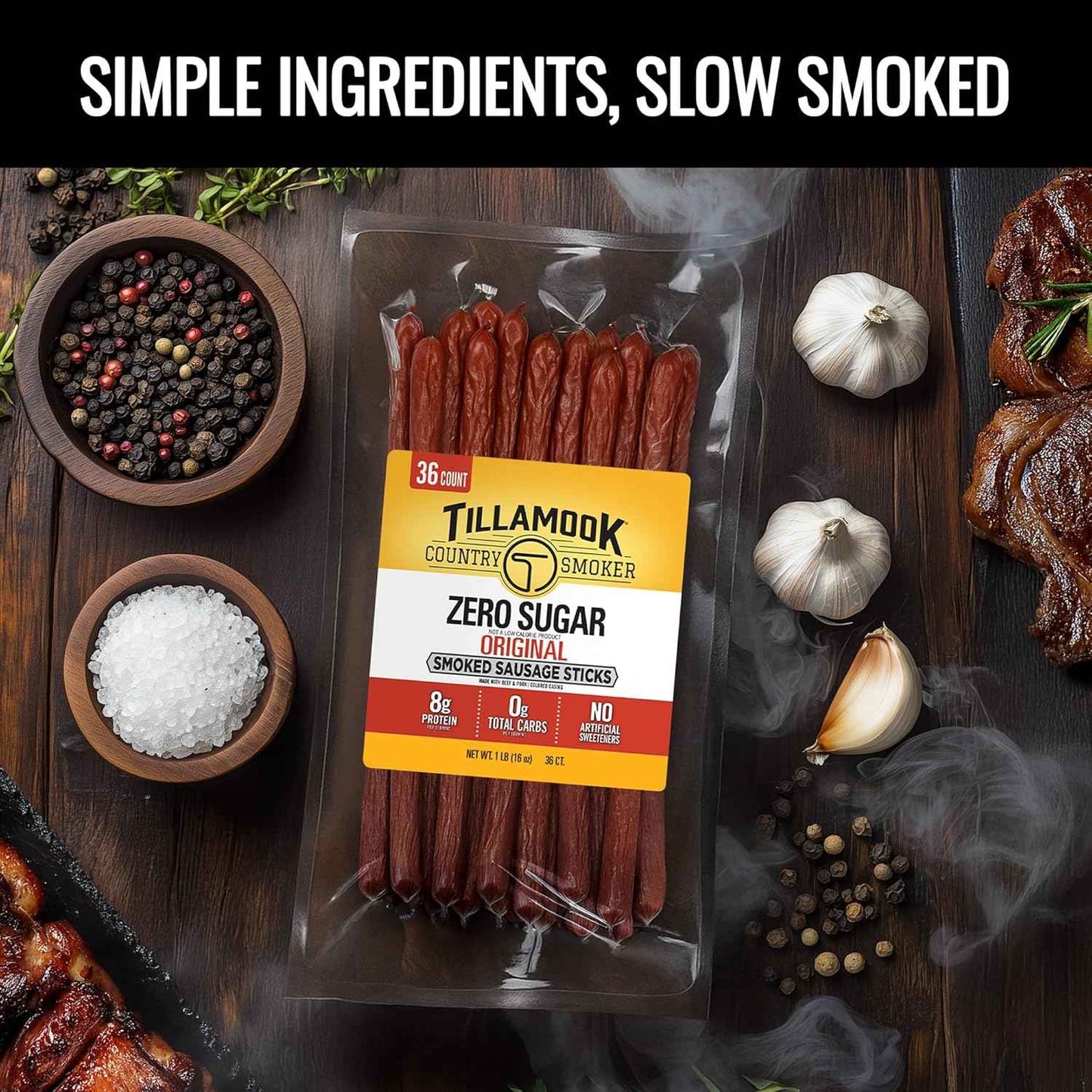 Tillamook Country Smoker Meat Sticks – Shelf Stable Office Desk Snack for Midday Focus Between Meetings