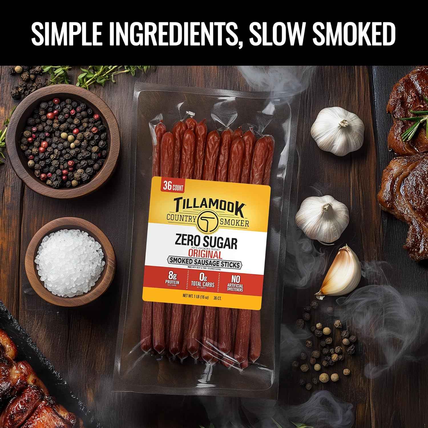 Tillamook Country Smoker Meat Sticks – Shelf Stable Office Desk Snack for Midday Focus Between Meetings