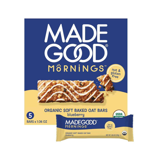 MadeGood Morning Blueberry Bars – Allergy-Safe Lunchbox Snack for School, Top 8 Allergen Free