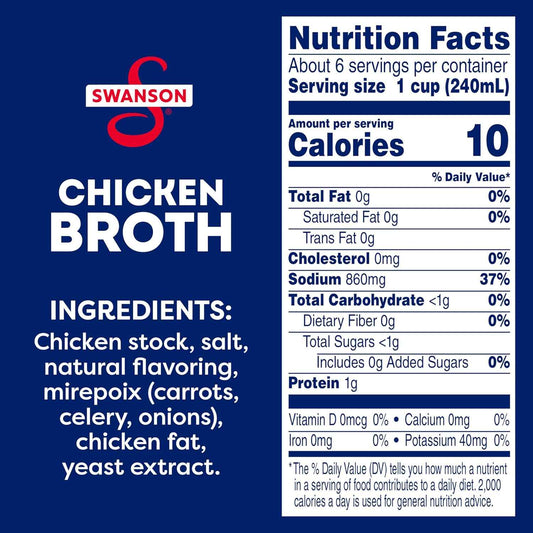 Swanson 100% Natural Chicken Broth – Family-Friendly Broth for Kid-Approved Soups and Noodle Bowls