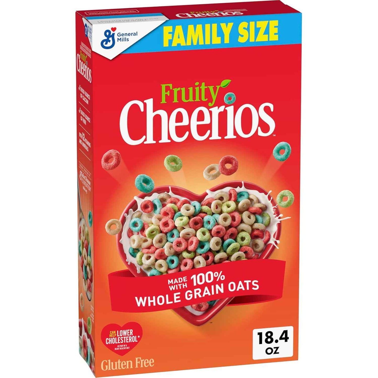 Fruity Cheerios Heart Healthy Cereal Made with Whole Grain Oats – Safe Lunchbox Snack for Gluten Sensitive Children, 18.4 oz Box