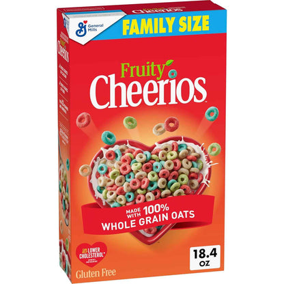 Fruity Cheerios Heart Healthy Cereal Made with Whole Grain Oats – Safe Lunchbox Snack for Gluten Sensitive Children, 18.4 oz Box