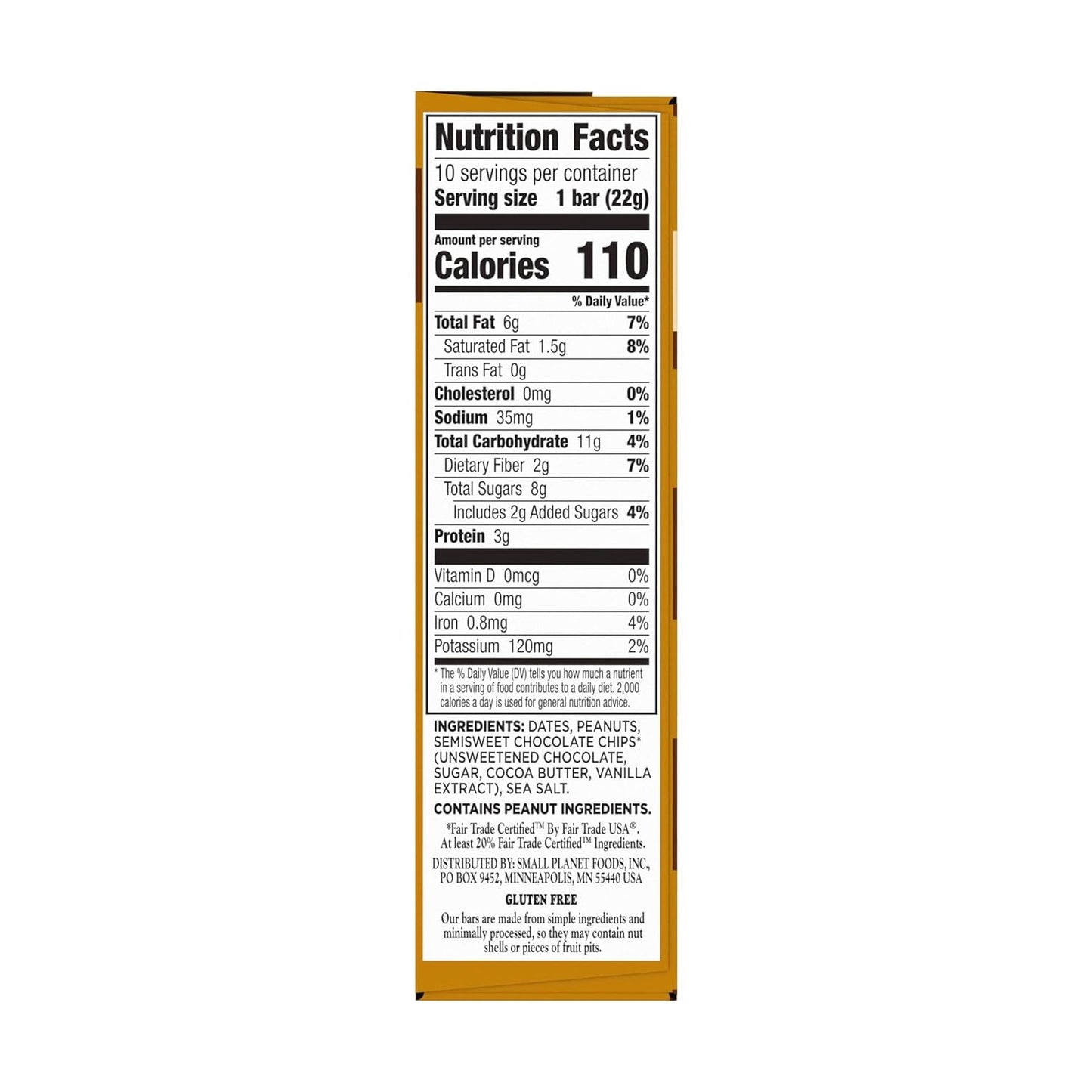 made with 3-5 real ingredients per bar: dates, nuts, semisweet chocolate chips, sea salt