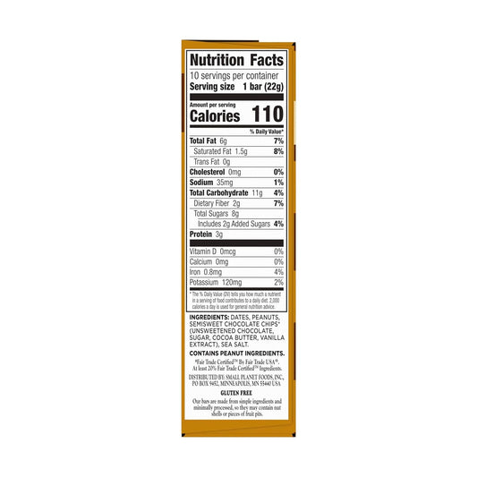 made with 3-5 real ingredients per bar: dates, nuts, semisweet chocolate chips, sea salt