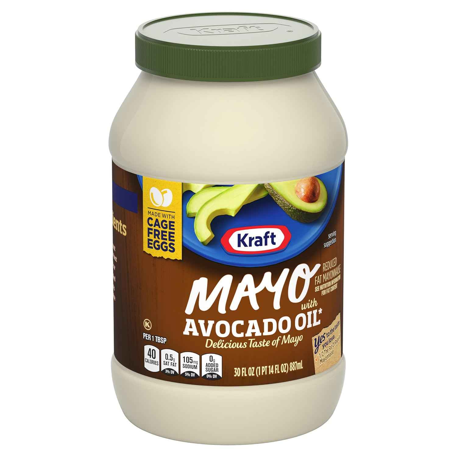 Kraft Avocado Oil Reduced Fat Mayo – Single-Jar Pantry Staple for Streamlined Home Cooking, Creamy Sandwich Spread