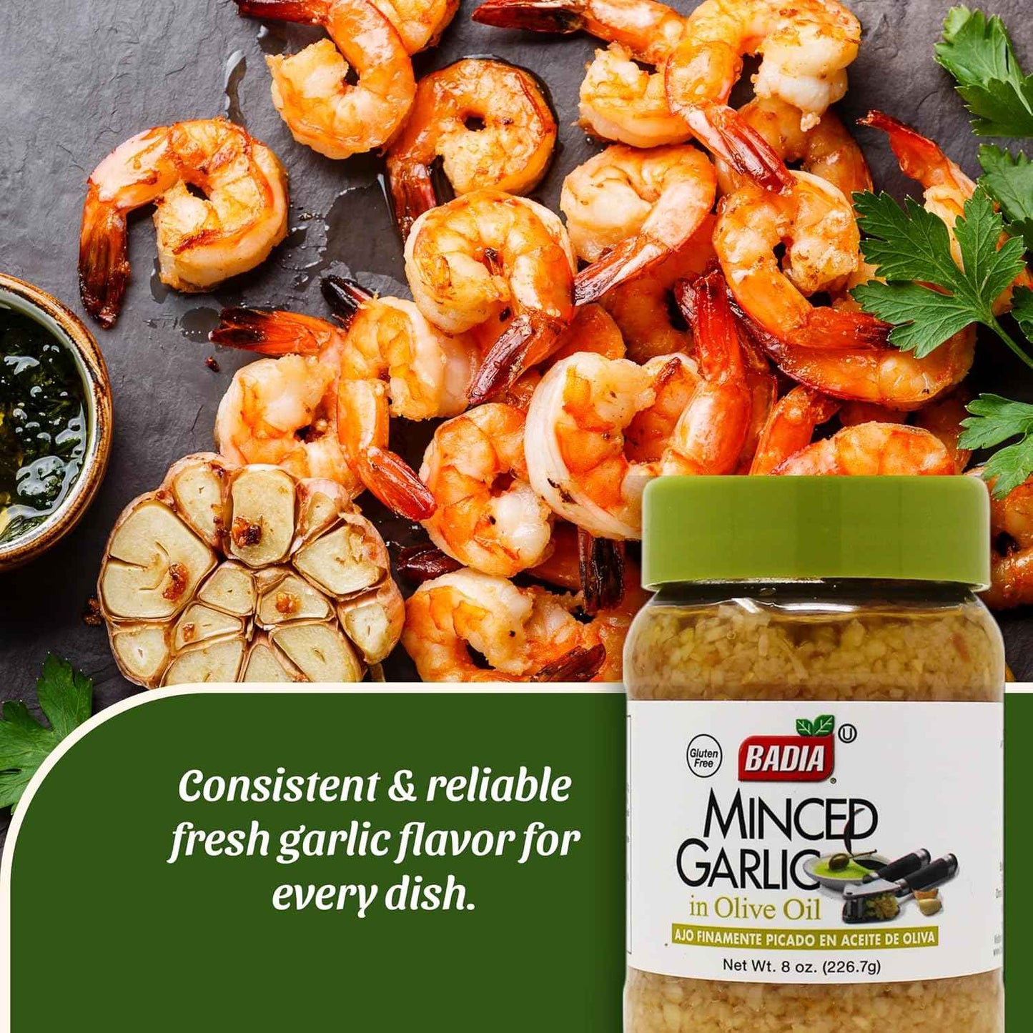Badia Pre-Minced Garlic in Olive Oil – Ready-to-Spoon Aromatic for Quick Stir-Fry Dinners