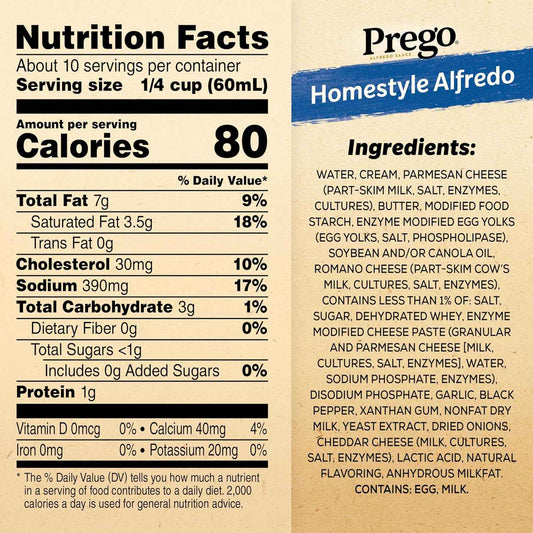 Prego Homestyle Alfredo Pasta Sauce, 22 oz Jar – Kid-Friendly Creamy Sauce for Picky Eater Family Dinners
