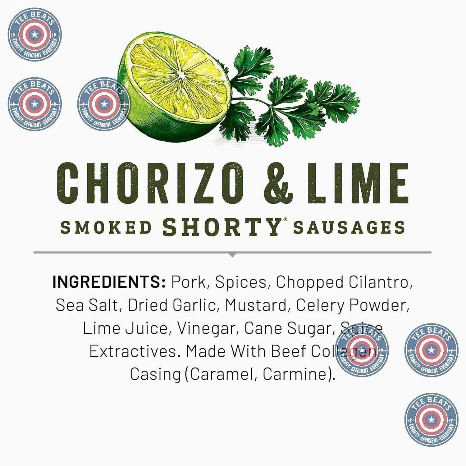 Duke's Pork Chorizo & Lime Smoked Shorty Sausages – Grab-and-Go Desk Drawer Snack for Midday Focus, 5 oz