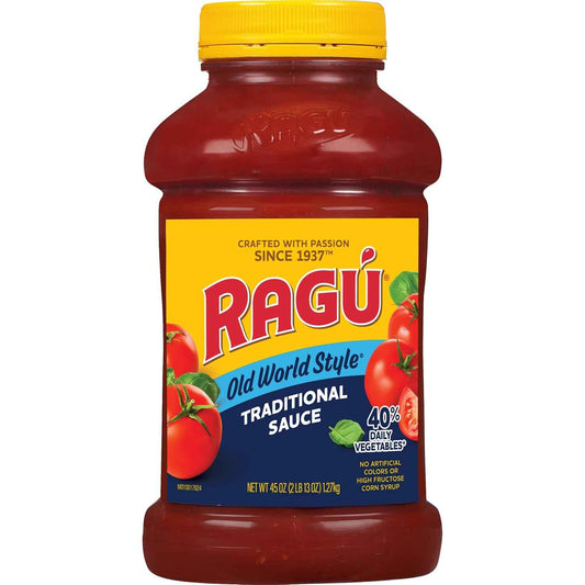 Ragu Old World Style Traditional Sauce, Made with Olive Oil, Family-Friendly Pasta Sauce for Kid-Approved Dinners, 45 oz