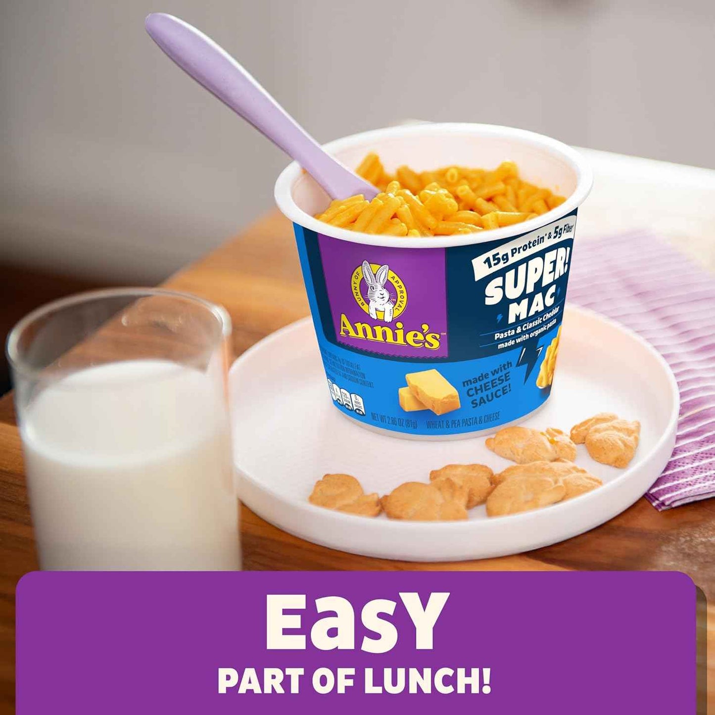Annie's Super! Mac Microwave Pasta Cups – Shelf-Stable Road Trip Meal for Travelers