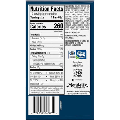 CLIF BAR Peanut Butter Banana Protein Bars – Clean-Label Plant-Based Snack for Post-Workout Recovery, 10g Protein, 10 Pack