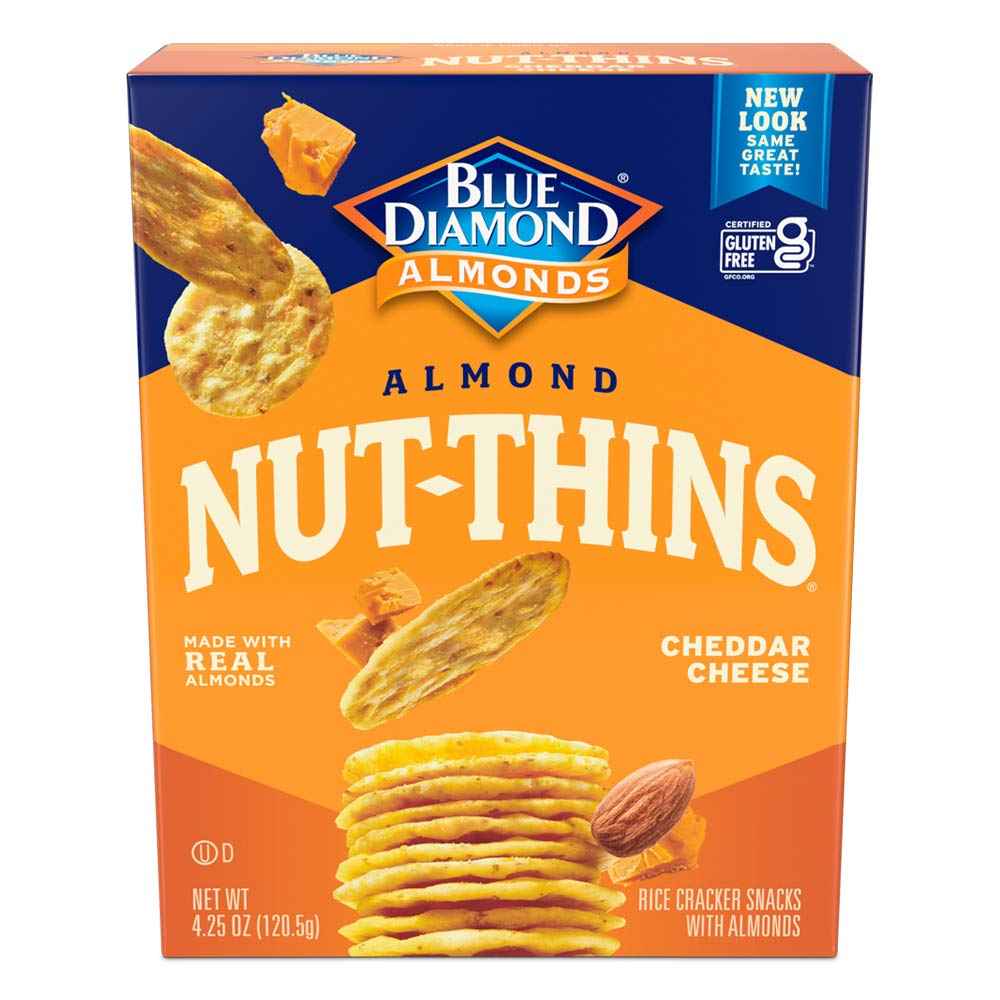 Blue Diamond Almonds Nut Thins Cheddar Cheese – 3g Protein Office Desk Cracker for Afternoon Focus Snacking