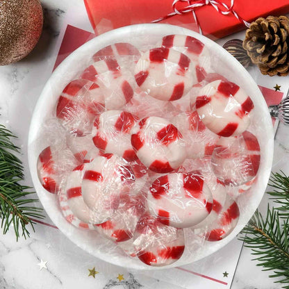 Soft Peppermint Puff Mints - After-Dinner Breath Freshener for Mindful Eating, Real Cane Sugar Individually Wrapped