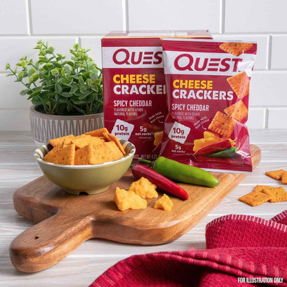 Quest Nutrition Cheese Crackers – High-Protein Desk Snack for Focused Workdays, Spicy Cheddar 4-Count