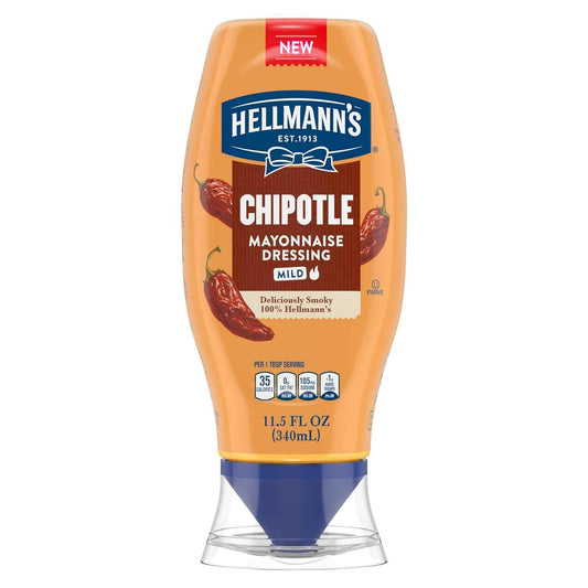 Hellmann's Mayonnaise Dressing Mild Chipotle – Family-Safe Mild Heat Sauce for Weeknight Dinner Tables, 11.5 oz