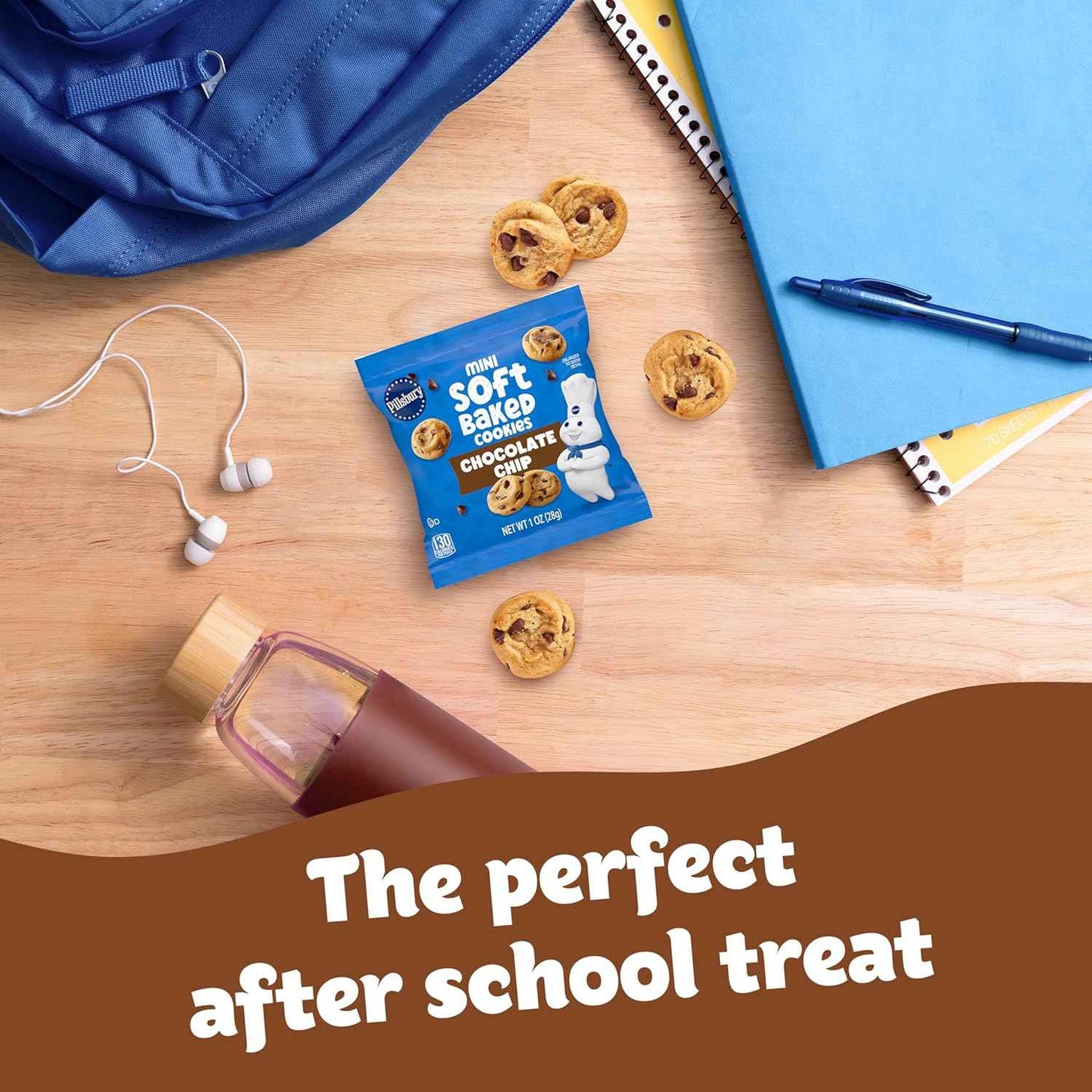 Pillsbury Mini Soft Baked Cookies – Office Break Room Pantry Snack for Shared Team Snacking & Conference Room Treats, 10-Count Box