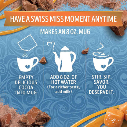 Swiss Miss Salted Caramel Cocoa Mix – Easy Travel Cocoa for Camping Trips and Outdoor Fall Evenings, 1.38 oz Envelopes, 8-Count