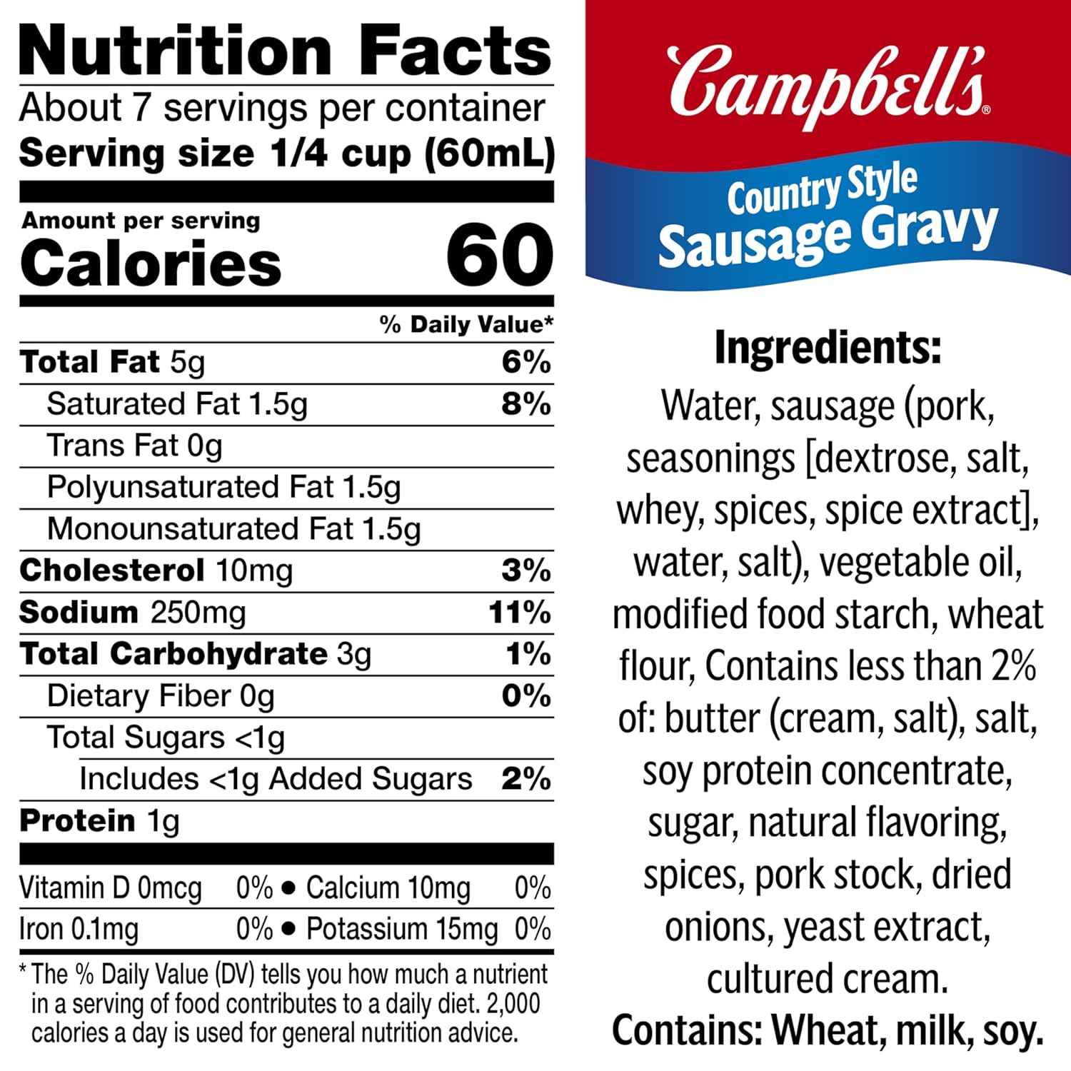 Campbell's Country Style Sausage Gravy, 13.8 oz Can – Hearty Pantry Essential for Cozy Home Cooking and Casseroles