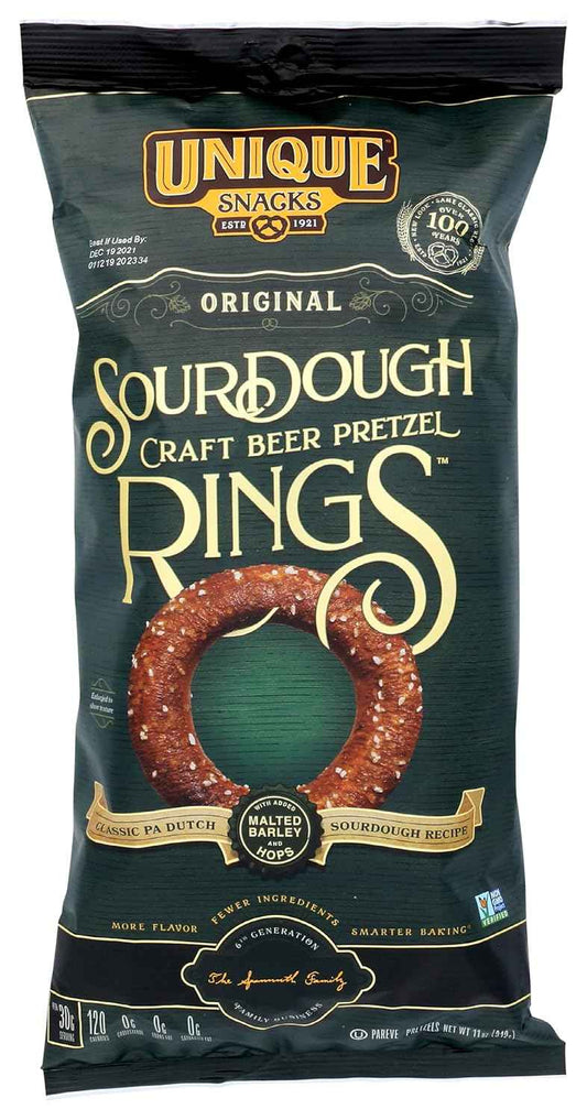 Unique Pretzel Sourdough Craft Beer Pretzel Rings 11 oz – Cleaner Office Snack for the Break Room and Desk Drawer
