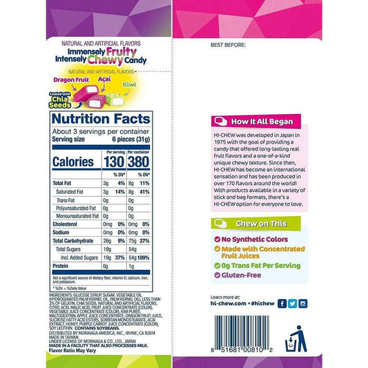 Hi-Chew Berry Mix Chewy Candy – No Artificial Colors Snack Pack for School Lunches and Playdates, 3.17 oz Hanging Bag
