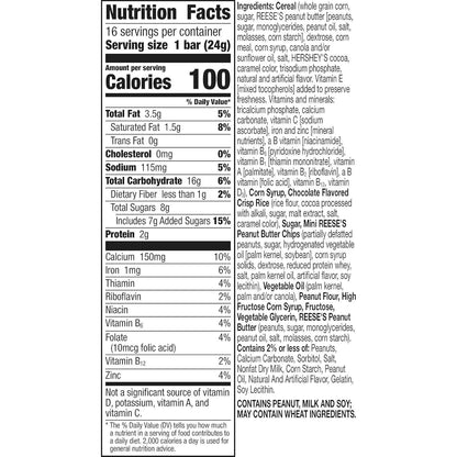Reese's Puffs Cereal Bars – Heat-Stable Travel Snack for Road Trips and Car Rides, 16 ct Peanut Butter