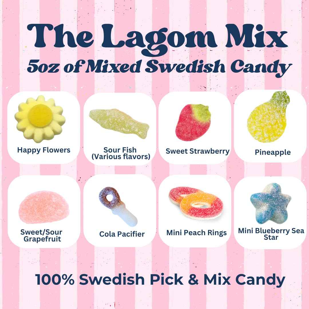 Swedish Candy Chef Lagom Mix - Unique Swedish Candy Gift for Her, Imported Variety Sampler for Birthdays and Anniversaries 5oz