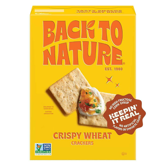 Back to Nature Crispy Wheat Crackers – Portable Snack Cracker for Patio Charcuterie and Outdoor Cheese Boards
