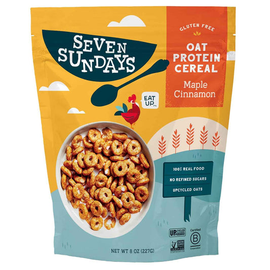 Seven Sundays Maple Cinnamon Protein Cereal – Short-Ingredient Pantry Essential for Clutter-Free Kitchens, 8 oz Bag