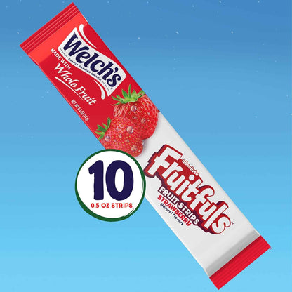 Welch's Absolute Fruitfuls Strawberry Strips – Desk Drawer Snack for Focused Workdays, Quick Sugar Boost Without the Crash
