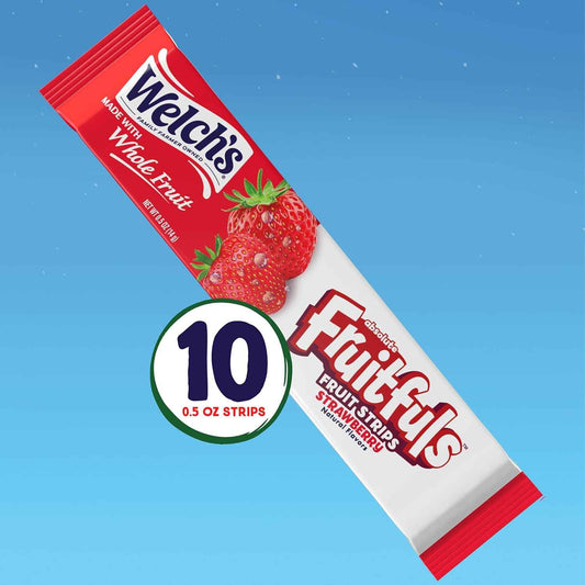 Welch's Absolute Fruitfuls Strawberry Strips – Desk Drawer Snack for Focused Workdays, Quick Sugar Boost Without the Crash