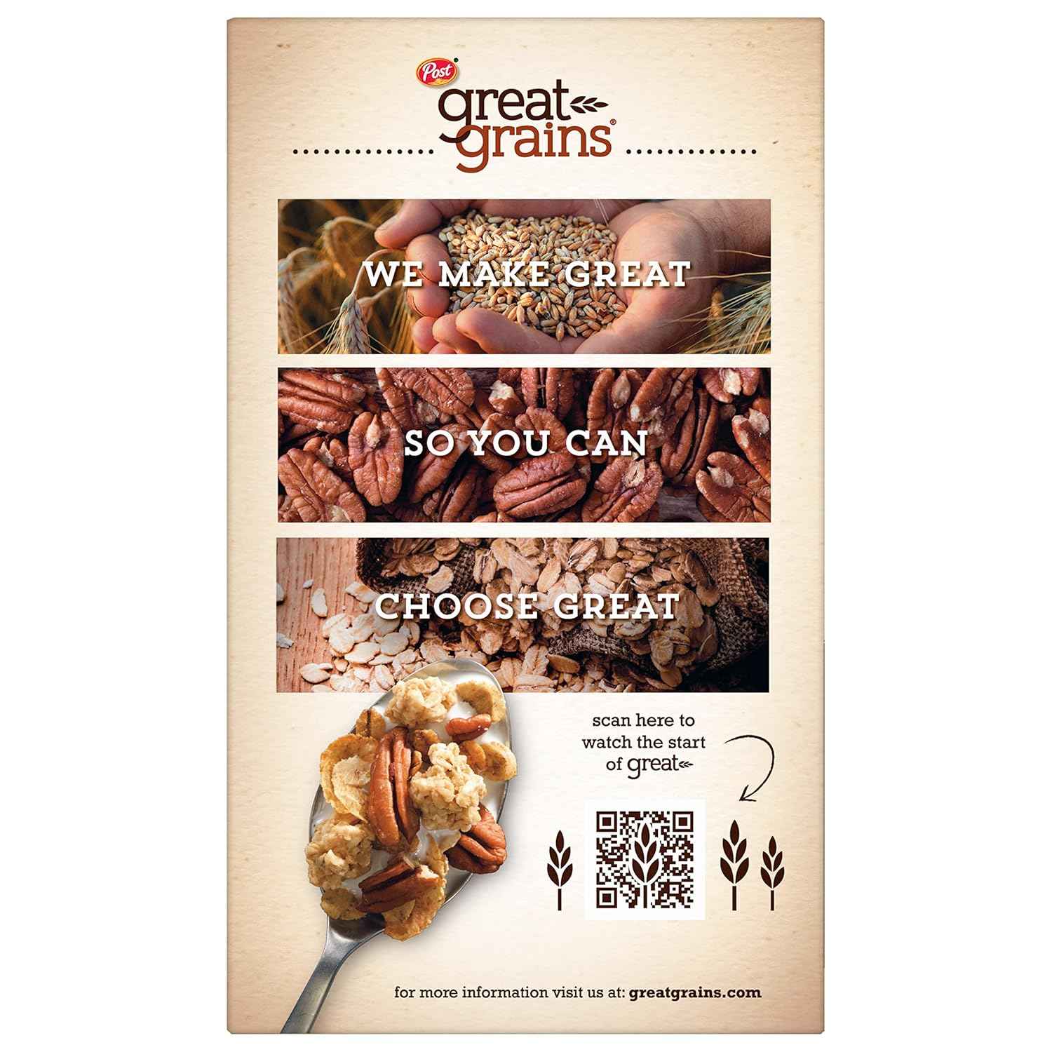 Great Grains Crunchy Pecan Cereal – Non-GMO Whole Grain Breakfast for a Fiber-Rich Wellness Start, 19 Ounce