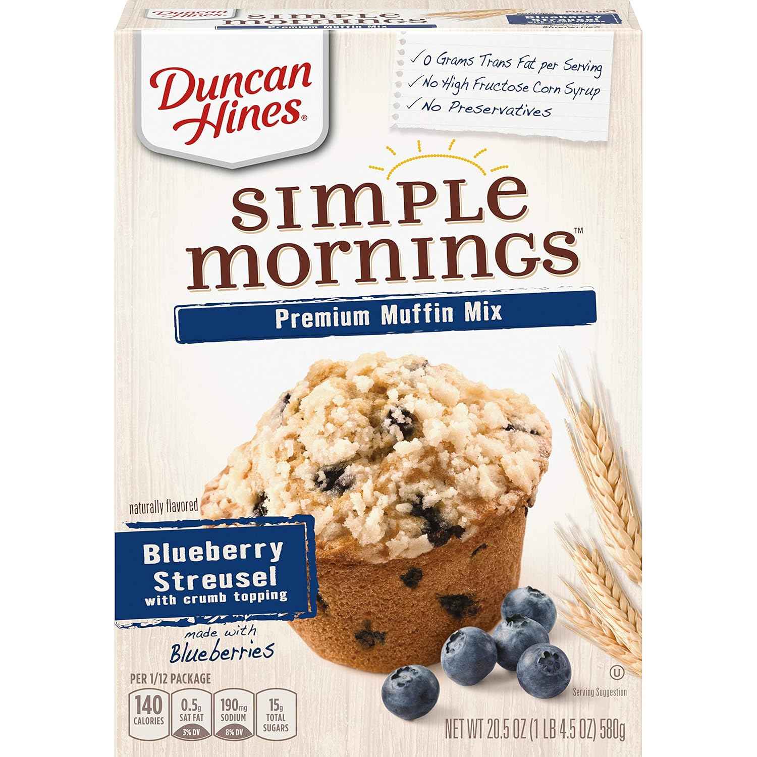 Duncan Hines Simple Mornings Blueberry Streusel Premium Muffin Mix – Make-Ahead Muffins for Efficient Office Break Room Snacking