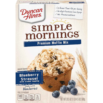 Duncan Hines Simple Mornings Blueberry Streusel Premium Muffin Mix – Make-Ahead Muffins for Efficient Office Break Room Snacking