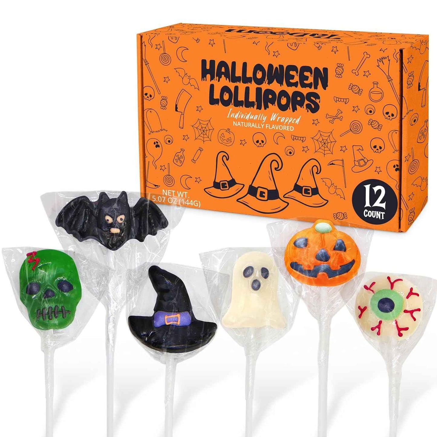 Spooky Shaped Lollipops Individually Wrapped Kids Halloween Treats for School Goodie Bags and Party Favors