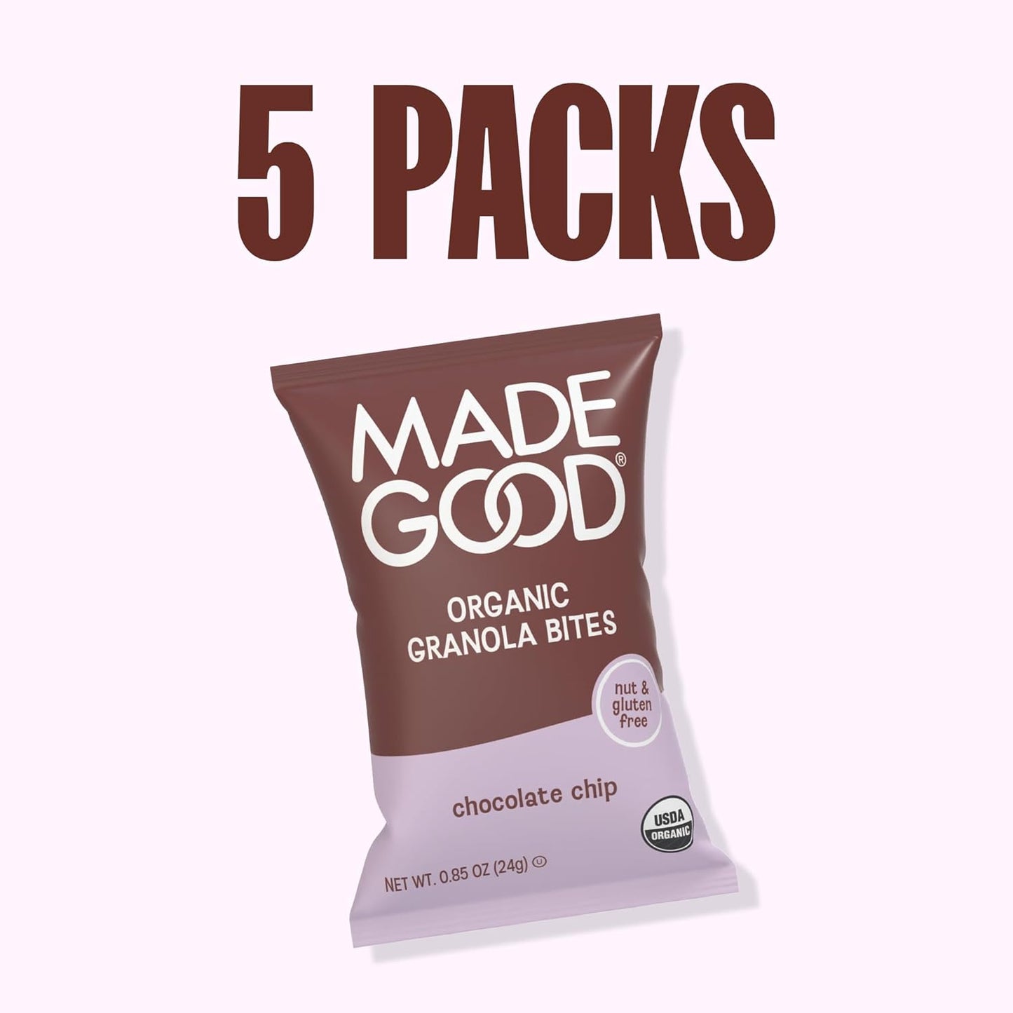 MadeGood Chocolate Chip Granola Bites – Nut-Free Facility Snack for Severe Allergy Households, Cross-Contamination Safe