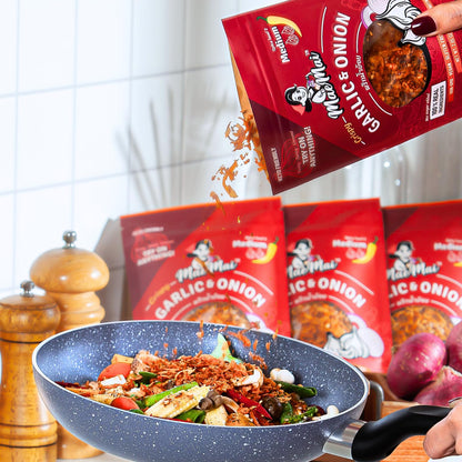 MaeMai Medium Spice Crispy Onions & Garlic Flakes - Clean-Label Thai Chili Crunch for Mindful Home Cooking, Keto & Vegan Friendly