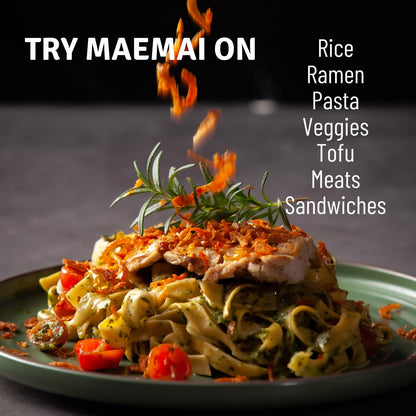 MaeMai Medium Spice Crispy Onions & Garlic Flakes - Clean-Label Thai Chili Crunch for Mindful Home Cooking, Keto & Vegan Friendly