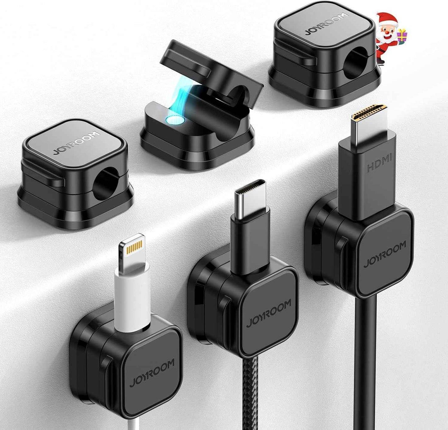 JOYROOM Transparent Magnetic Cable Clips for Wall-Mounted TV, Rout HDMI and Power Cords Along Entertainment Center