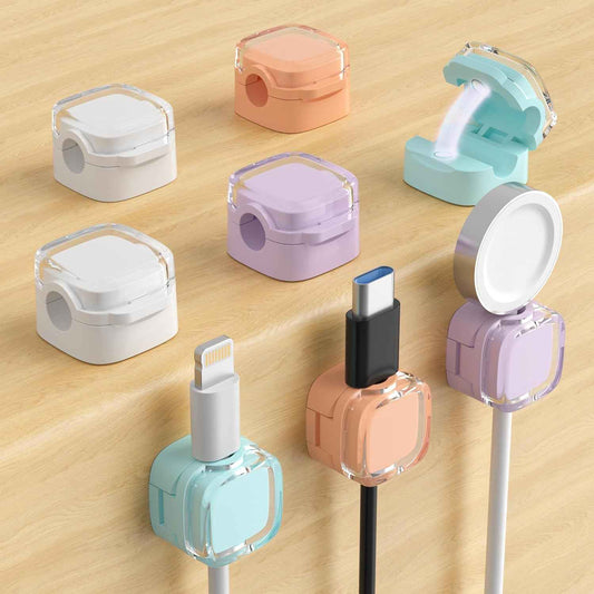 Magnetic Cable Clips for Desk — Cord Organizer for Home Office and PC Workstation, 8-Pack Multicolor