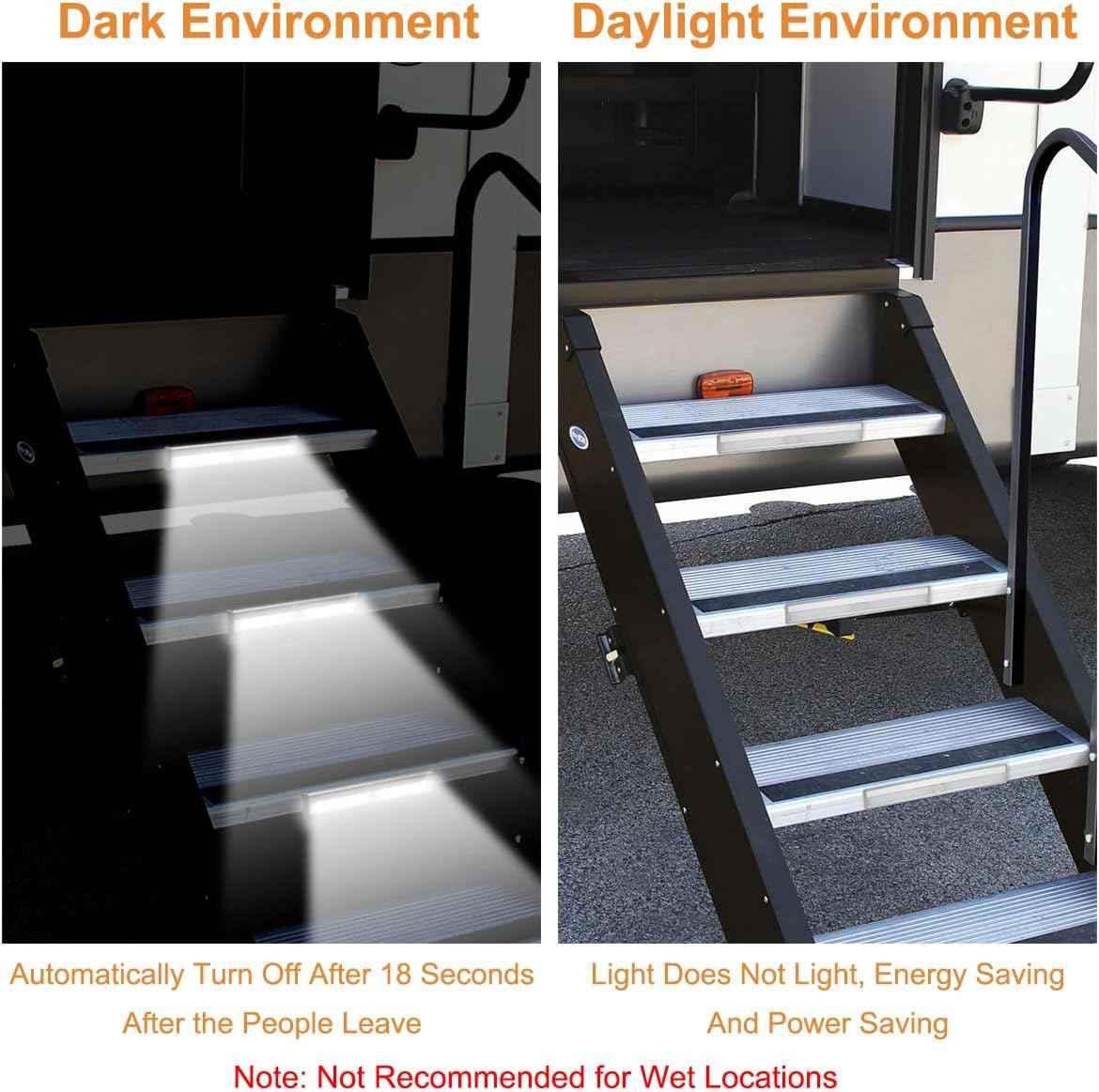 LYCARESUN 3 Pack Motion Activated RV Step Lights, Flameless Auto Shutoff Night Light Bar for Safer Motorhome Steps and Travel Trailer Doorways