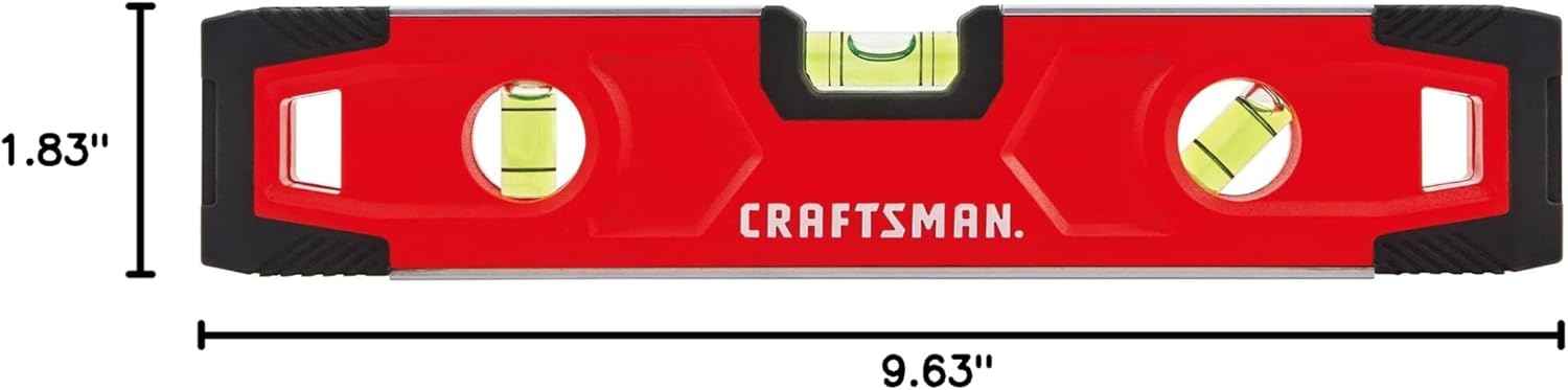 CRAFTSMAN 9 in. Magnetic Torpedo Level – All-Weather Hand Tool for Exterior Construction and Patio Builds