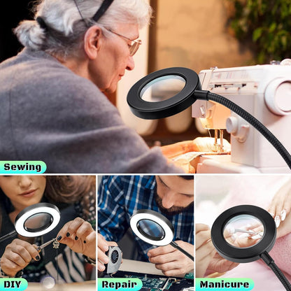 MagniShine 10X Clip-On Magnifier – Soldering and Electronics Repair Lamp, LED Workbench Light for DIY Technicians