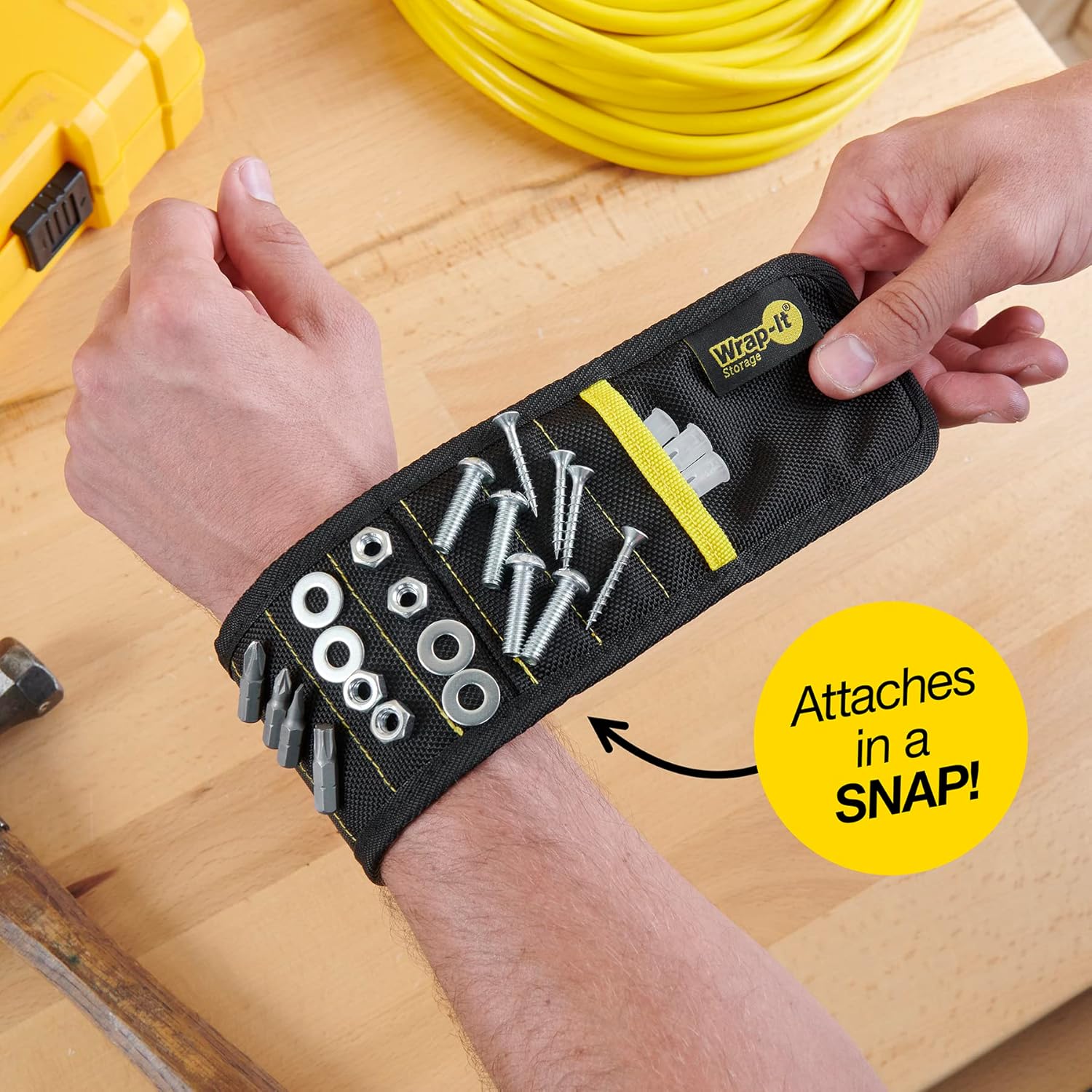 MagSnap Magnetic Wristband by Wrap-It Storage - Birthday Gift for Dad and Husband, Hands-Free Screw Holder for DIYers