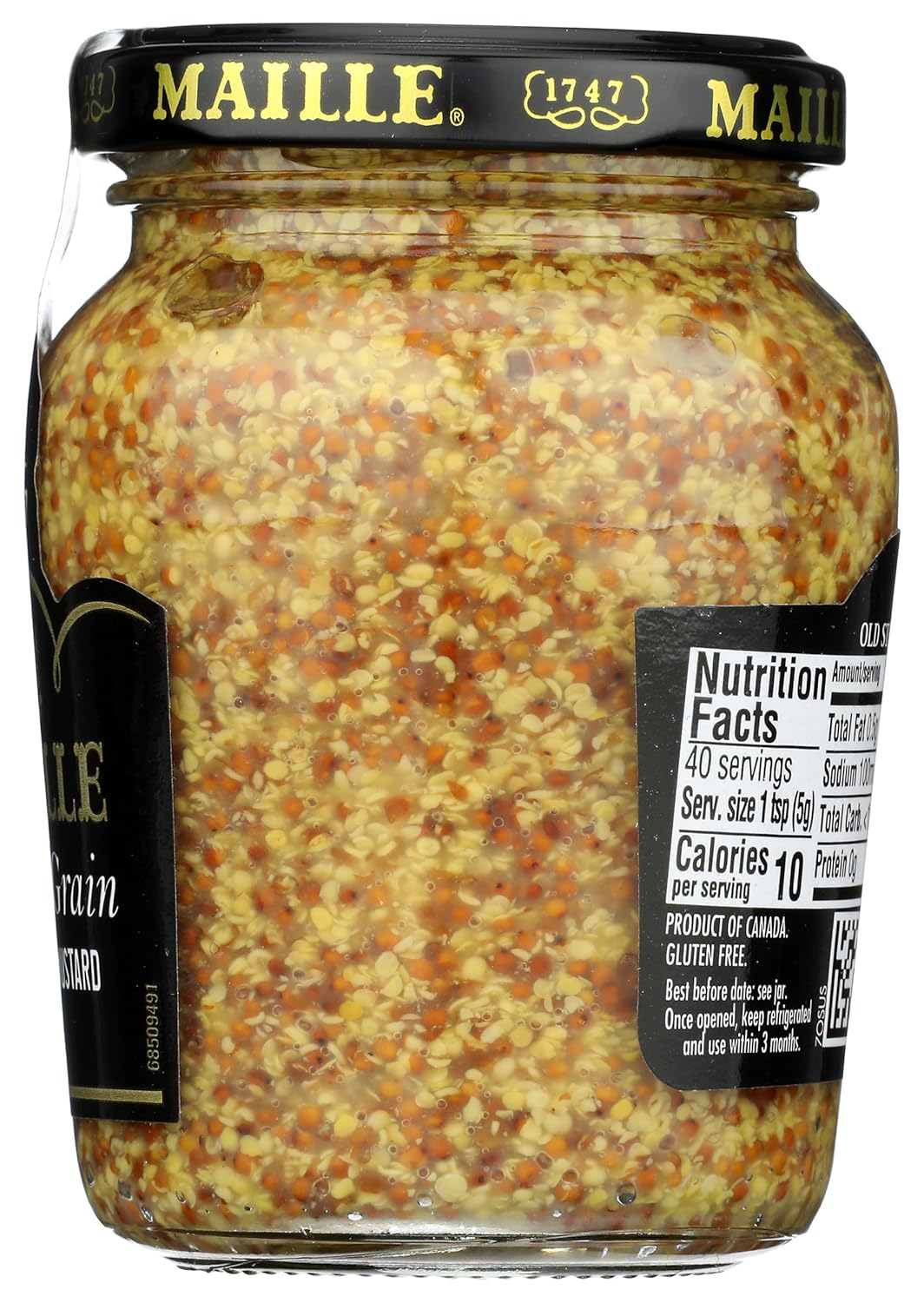 Maille Mustard Old Style – Premium French Pantry Staple, 7.3 oz Reusable Glass Jar for Elevated Dining