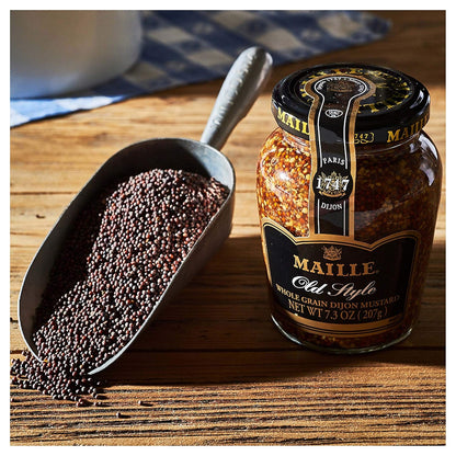 Maille Mustard Old Style – Premium French Pantry Staple, 7.3 oz Reusable Glass Jar for Elevated Dining