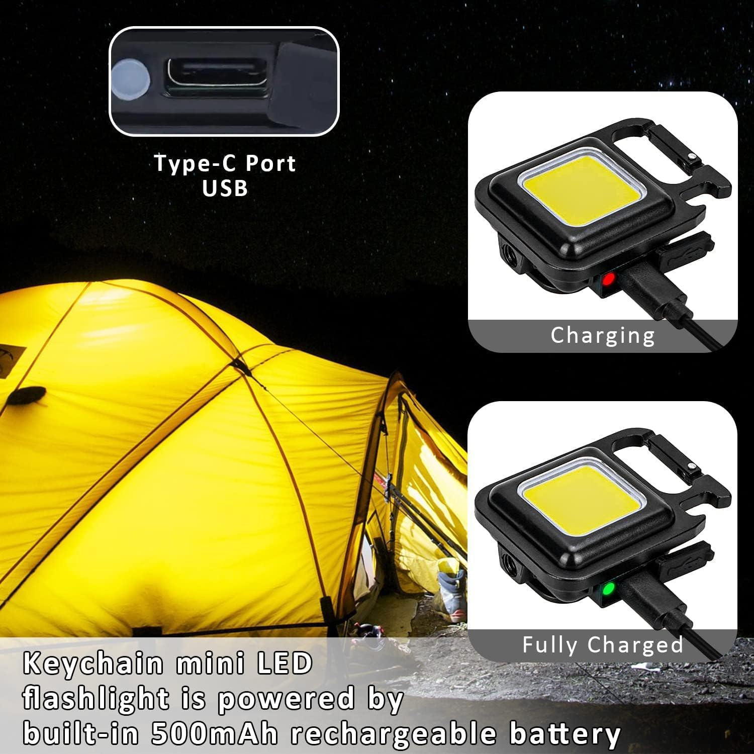 MAKDAK COB Keychain Flashlight – Compact EDC Light for Camping, Hiking, and Night Walks