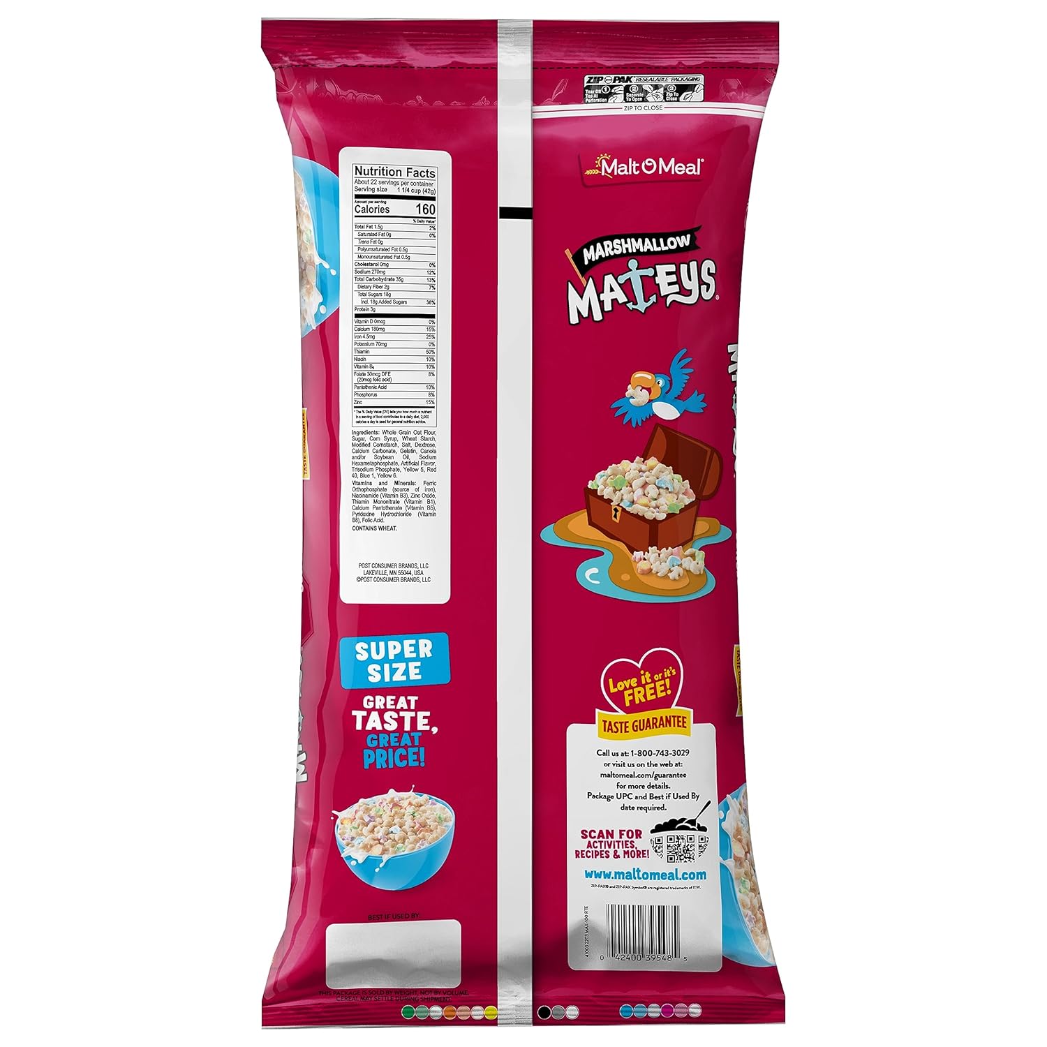 Malt-O-Meal Marshmallow Mateys Frosted Oat Cereal – Budget Friendly Care Package Gift for College Students, 33 OZ Bag