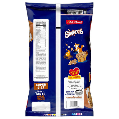 Malt-O-Meal S'mores Cereal – Fun Birthday Party Treat and Cupcake Topping for Dessert Tables, 30 oz Bag